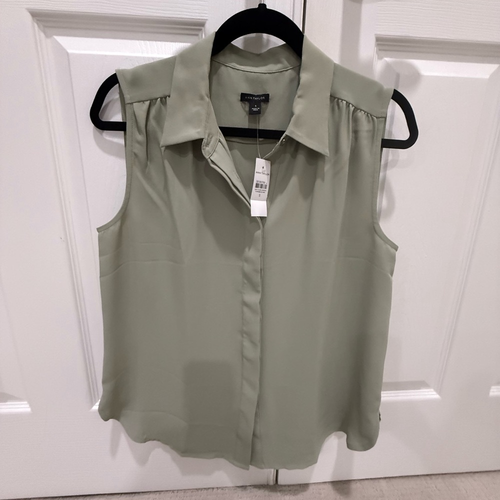 Ann Taylor Sage Sleeveless Blouse